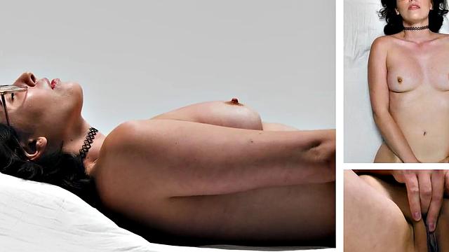 Casting nersy babe masturbates her pussy until orgasm