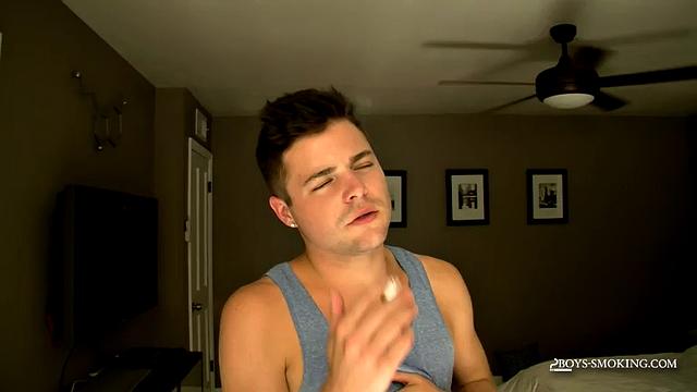 Dustin Naked Smoke & Stroke - Dustin Gets Nude and Masturbates