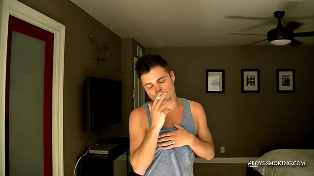 Dustin Naked Smoke & Stroke - Dustin Gets Nude and Masturbates