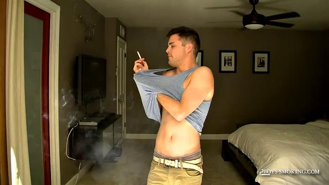 Dustin Naked Smoke & Stroke - Dustin Gets Nude and Masturbates