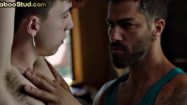 Tied up Jock analfucked by wild guy after oral