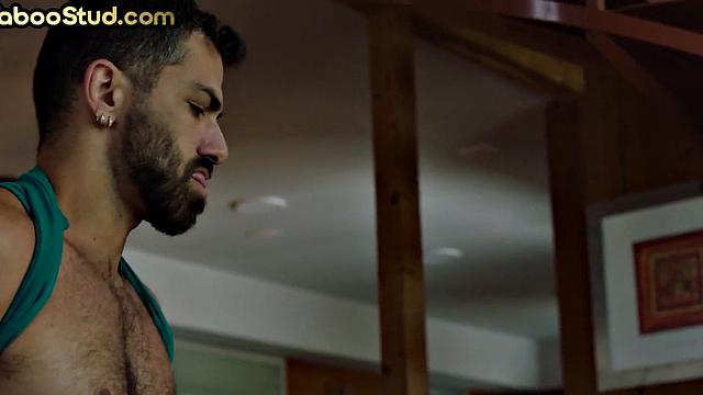 Tied up Jock analfucked by wild guy after oral