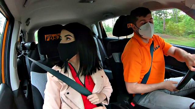 Perkyboobs babe fucked outdoor in car by driving instructor