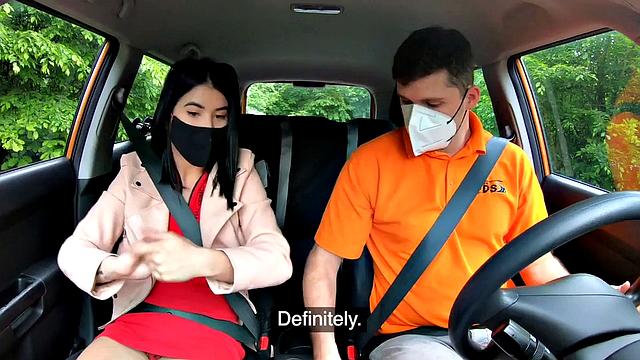 Perkyboobs babe fucked outdoor in car by driving instructor