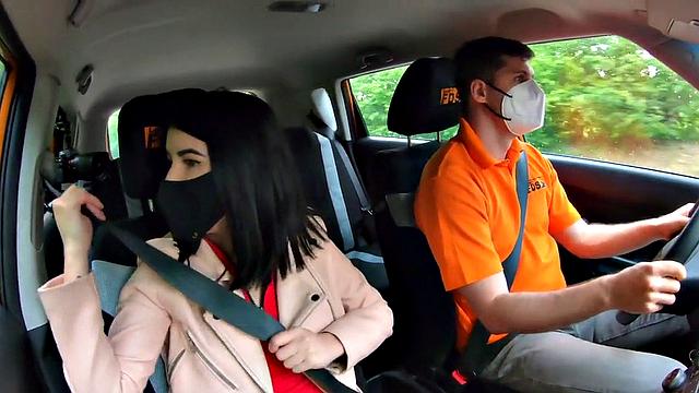 Perkyboobs babe fucked outdoor in car by driving instructor