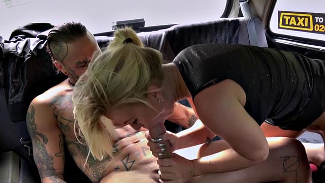 A tattooedaucasian taxi driver get his side fucking skills tested by a big cock