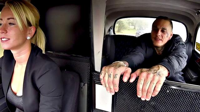A tattooedaucasian taxi driver get his side fucking skills tested by a big cock