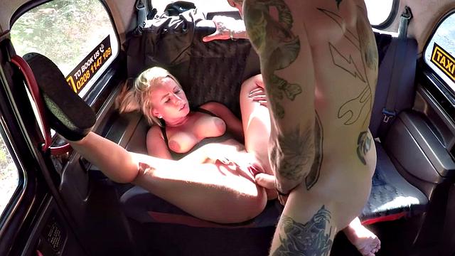 A tattooedaucasian taxi driver get his side fucking skills tested by a big cock