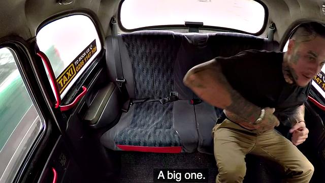 A tattooedaucasian taxi driver get his side fucking skills tested by a big cock
