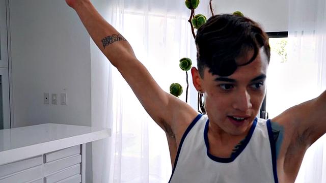 Lucky shorty guy pussyfucks nympho yoga MILF in cowgirl