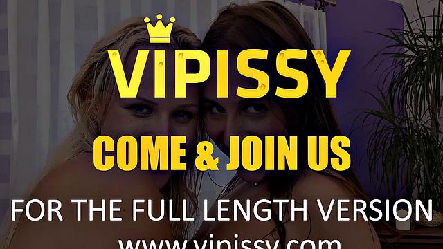 VIPissy - Big-titted pissing lesbians share a vibrator