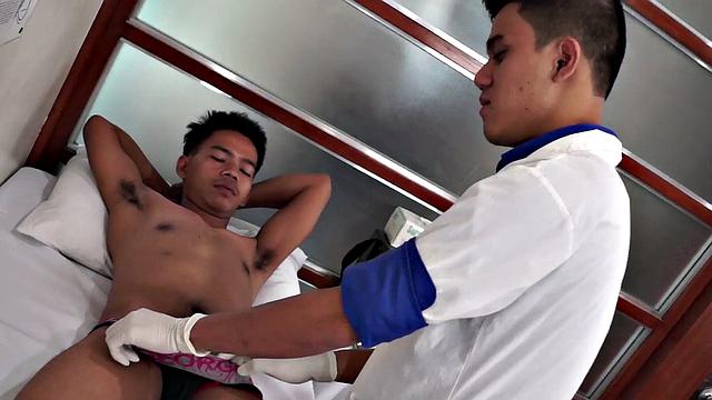 Orient enema twink gets anal exam at infirmary