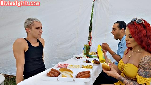 Stunning redhead analriding her lover