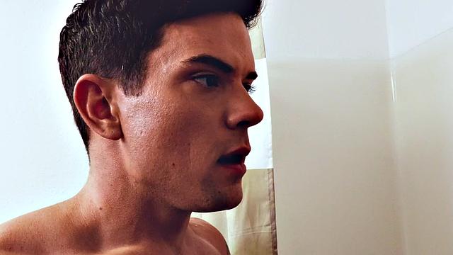 Tattooed stud rimmed and barebacked under shower to cum