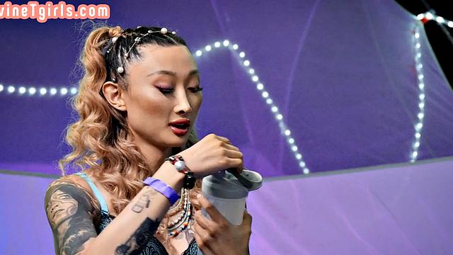 Shemale divine ladyboy assdrilled outdoor tent