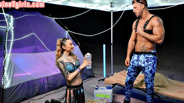Shemale divine ladyboy assdrilled outdoor tent