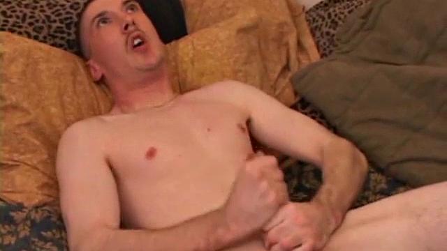 Young Richard Azina strokes a stiff one and strips off clothes. After fingering his butt hole, he strokes out a fresh load of warm cum.