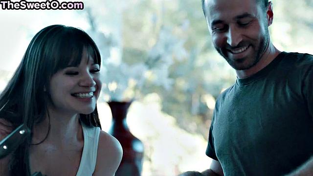 Stunning babe pounded in kitchen