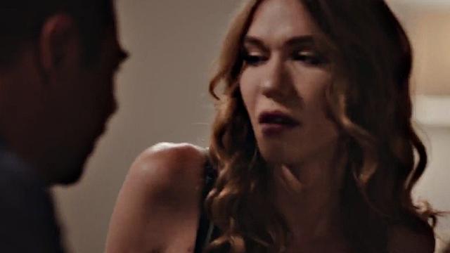 Petite transsexual rides big white dick anally