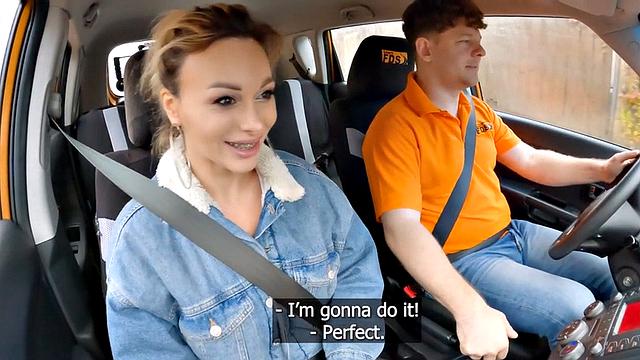 Driving student banged outdoors by instructor in car