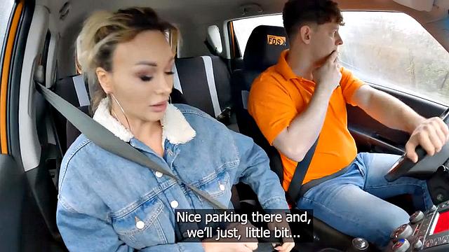 Driving student banged outdoors by instructor in car