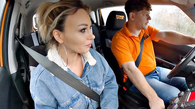 Driving student banged outdoors by instructor in car