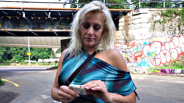 Amateur Czech mature in high heels fucked in public