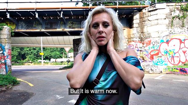 Amateur Czech mature in high heels fucked in public