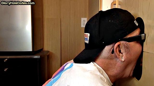 Gloryhole amateur DILF sucks with his hungry mouth