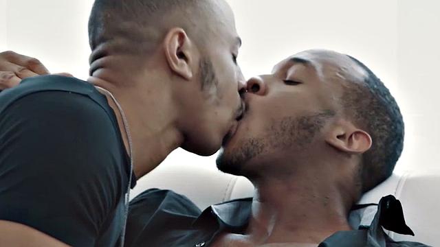 Black stud enjoys fucking dude in wet anal hole