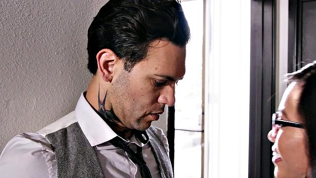 Kinky American teen with natural tits gives classroom kissing & high heels play