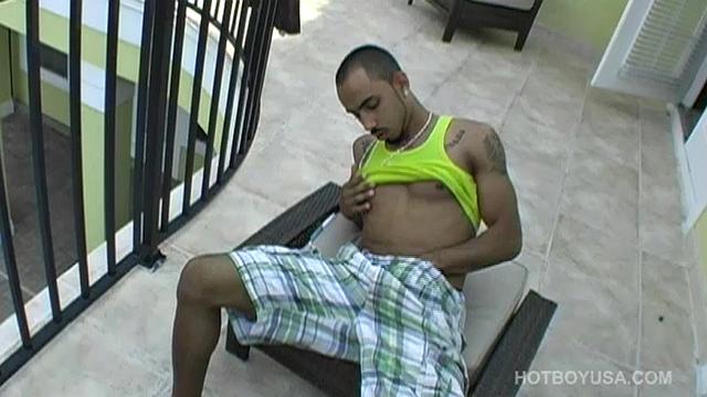 This hunky young Latino stands 5'7", weighs about 135 lbs. of solid muscle. The 20 year old is endowed with an 8.5 inch cock that is very much in demand around his hometown. Ty Royal gets naked and starts jacking off.