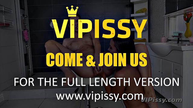 Lesbian piss drinking for loving brunettes!