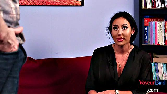 Amateur jerks off on slut