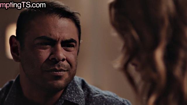 Trans babe with skinny body fucked bareback by muscled hunk