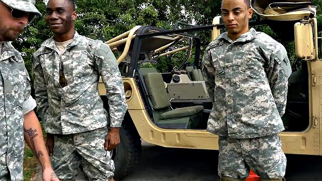 Military Black twink rides BF in bathroom for voyeurs