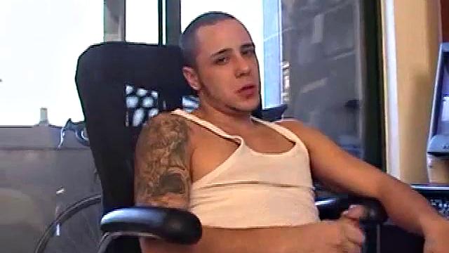 Bradley Shaw strokes his thick cock until he cums