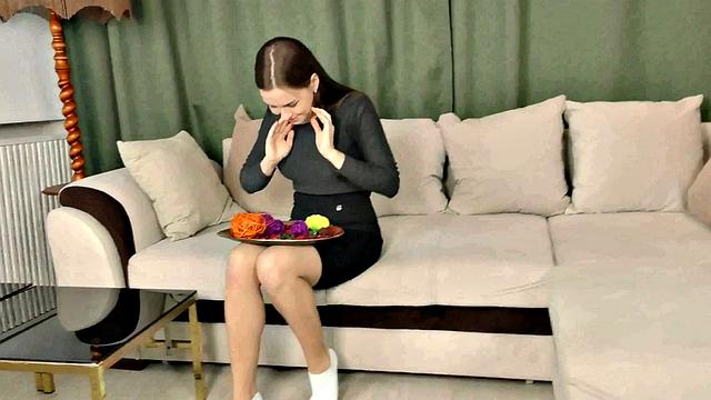 Bush Baby Terry shows off her firm tit sand long, luscious hair.