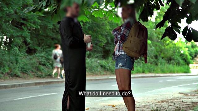 Naive euro babe assfingered by priest as she repents