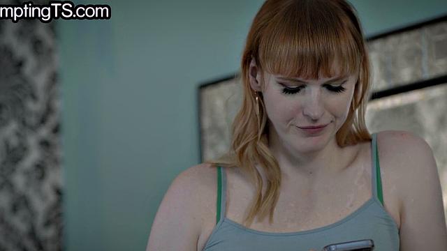 Blonde skinny tgirl spoiling her lover