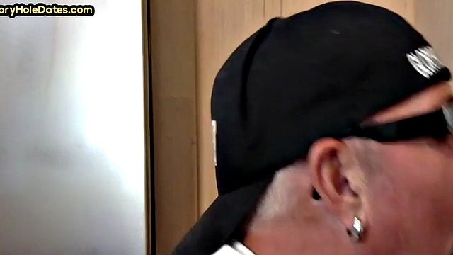 Homemade cocksucking DILF sucks cock in gloryhole video