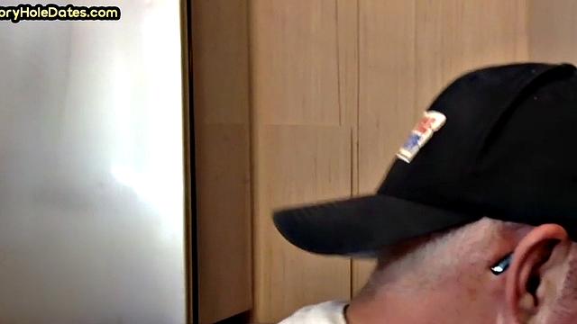 Homemade cocksucking DILF sucks cock in gloryhole video