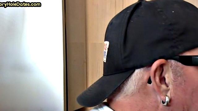 Homemade cocksucking DILF sucks cock in gloryhole video