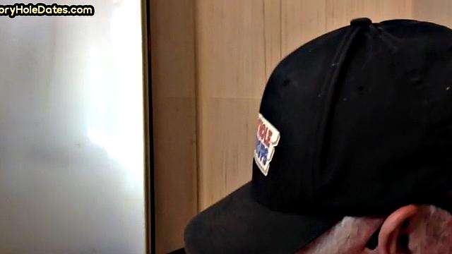 Homemade cocksucking DILF sucks cock in gloryhole video