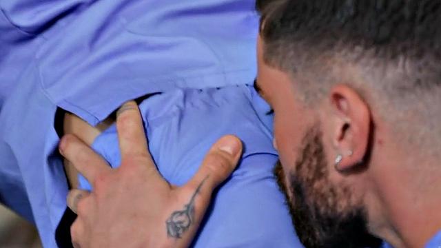 TS nurse gets bareback from colleague with facial ending