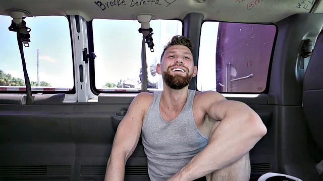 Mature straight man anally drilled by gay in pickup bus