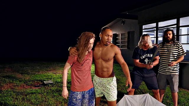 Hot babe in beach sandals gets a hard fuck on the sofa and a trimmed pussy pounding in Episode 2