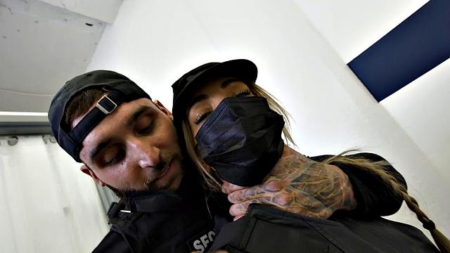 Inked couple invites for bisex fuck