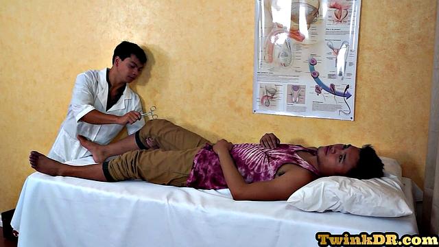 Asian patient toying 21-year-old patient's ass