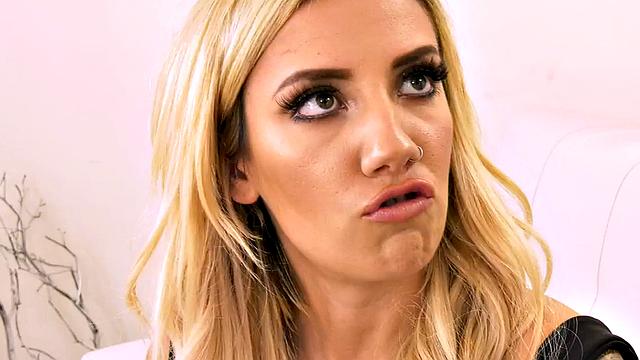 Bisexual inked babe licked and fucked in threesome action